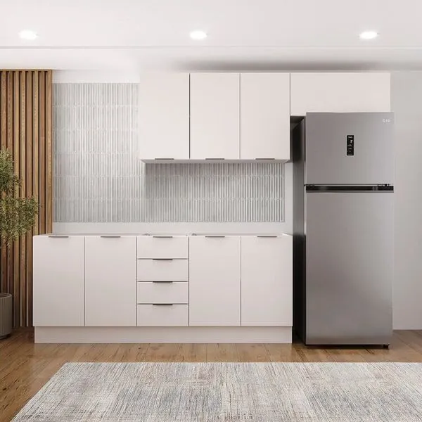 Cozinha Modulada 4 Peças sem Tampo com Rodapé 2 Aéreos e 2 Balcões Ipanema CabeCasa MadeiraOriginals Branco
