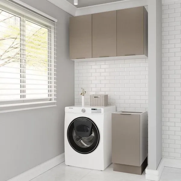Lavanderia Modulada 2 Peças sem Tampo com Rodapé Ipanema CabeCasa MadeiraOriginals Fendi Trama
