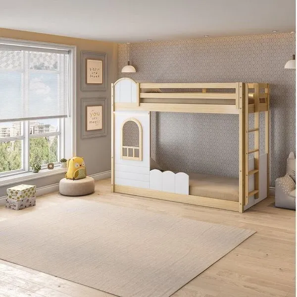 Beliche Infantil Montessoriana com Led e Janela New Garden Casatema Natural/Branco