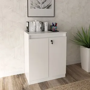 Balcão para Escritório 60cm com 1 Prateleira 2 Portas e Chave ME4149 Branco