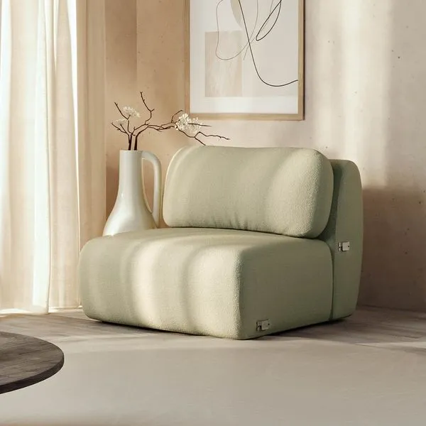 Sofá Modular 100cm sem Braço Orla CabeCasa MadeiraOriginals Verde Água Verde Água