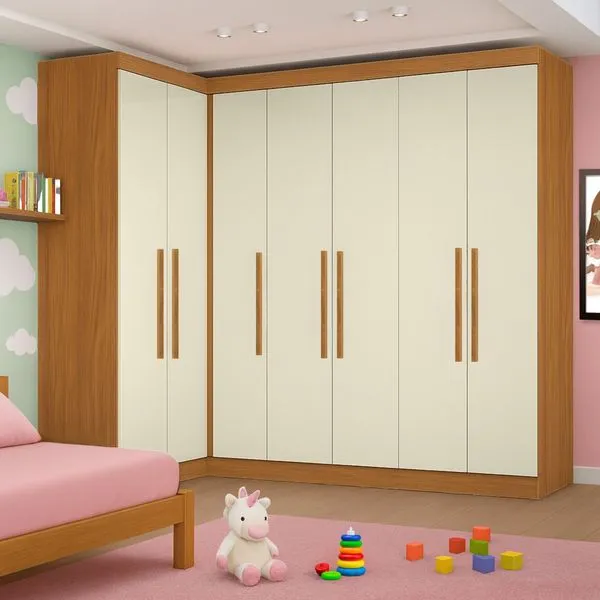 Guarda-Roupa Modulado Infantil 7 Portas Jasmim Cinamomo/Off White
