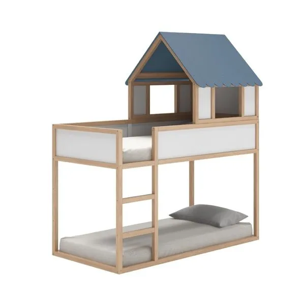 Beliche Infantil Telhadinho Fun 5 Opções de Montagem- Branco/Azul