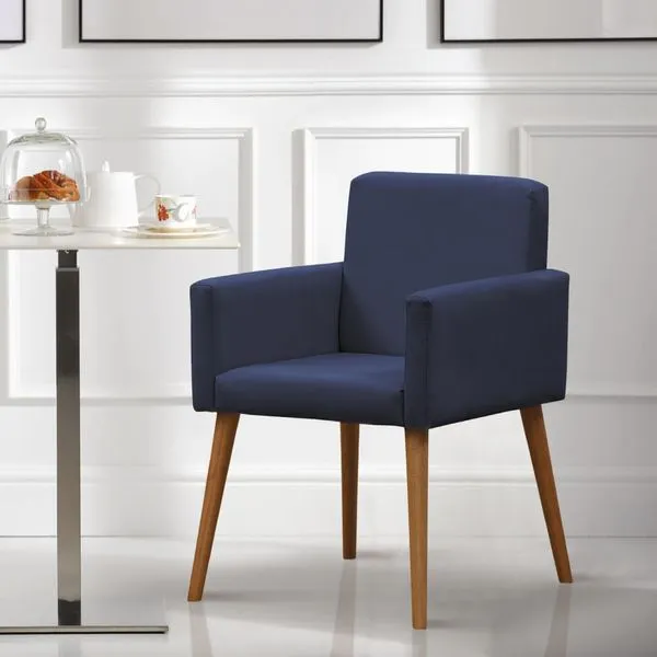 Poltrona Lotus com Tecido Poliéster - Azul Marinho