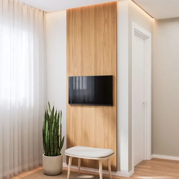 Painel para TV até 32 Polegadas 80cmx250cm Liso Aruá CabeCasa MadeiraOriginals Marrom Jatobá Jatoba