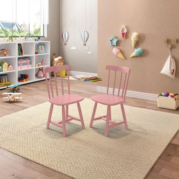 Kit 2 Cadeiras Infantis Mariah Casatema Rosa Bebê