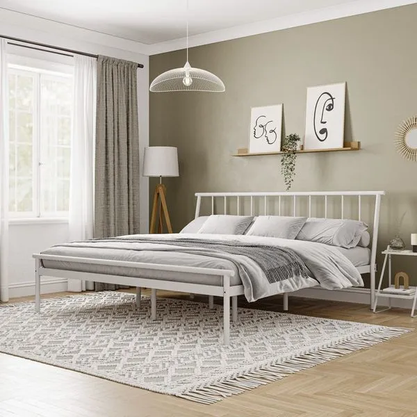 Cama King em Aço Begônia CabeCasa MadeiraOriginals Branco