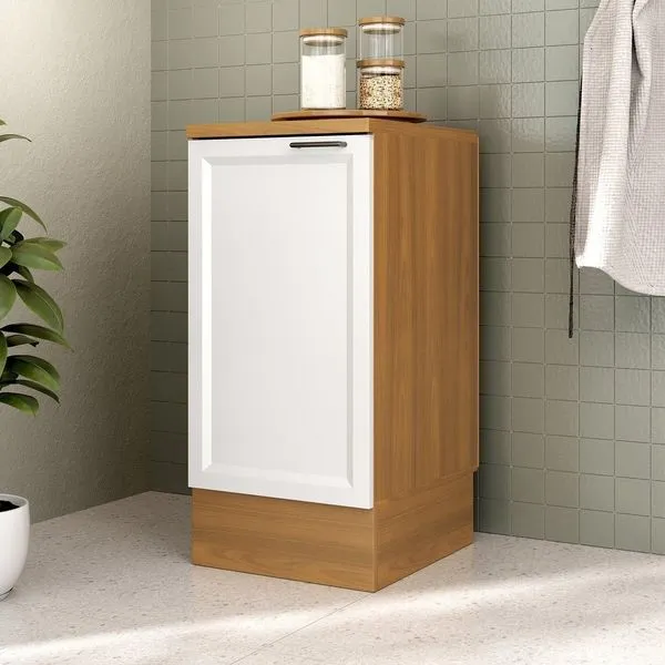 Balcão 1 Porta 41cm com Tampo Soho CabeCasa MadeiraOriginals Freijó/Branco