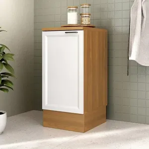Balcão 1 Porta 41cm com Tampo Soho CabeCasa MadeiraOriginals Freijó/Branco