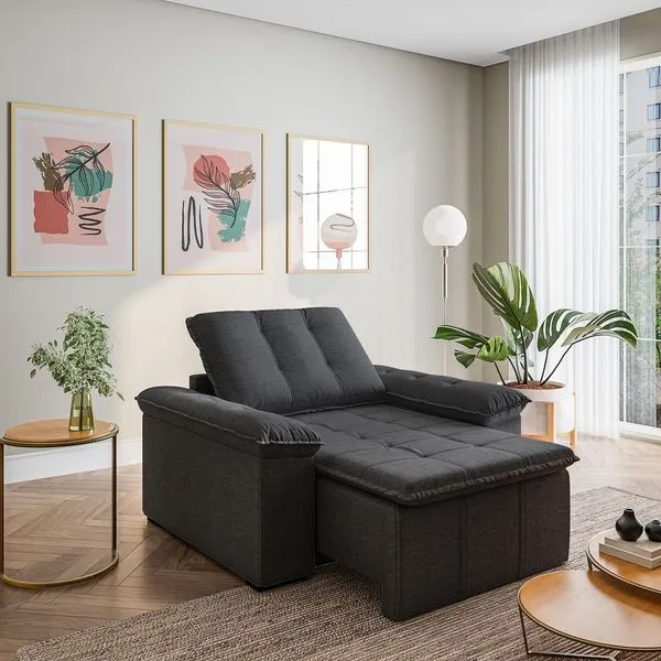 Poltrona Retrátil Palmeira CabeCasa MadeiraOriginals Cinza Chumbo Chumbo