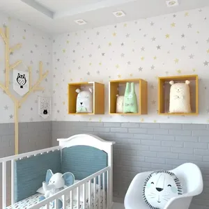 Conjunto 3 Nichos para Quarto Infantil Amarelo