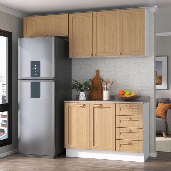 Cozinha Modulada 3 Peças com Tampo 2 Aéreos 1 Balcão Arizona CabeCasa MadeiraOriginals Figueira