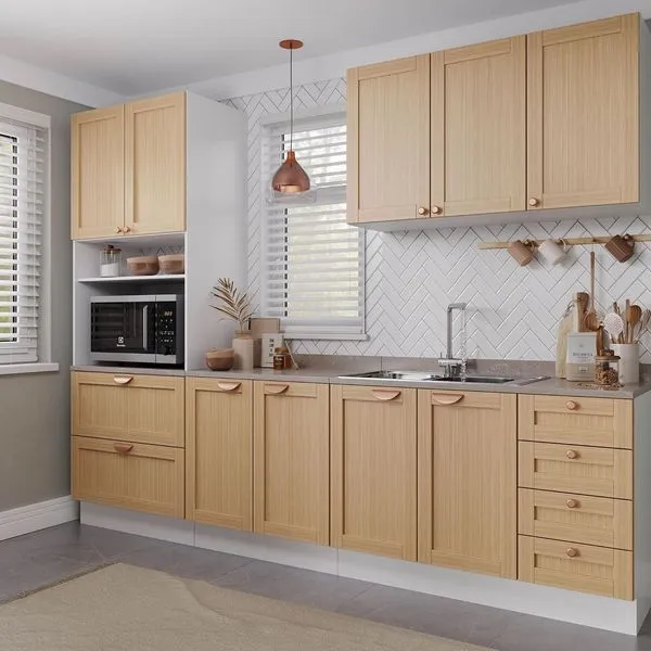 Cozinha Modulada 4 Peças com Tampo 1 Torre 1 Aéreo 2 Balcões Arizona CabeCasa MadeiraOriginals Figueira