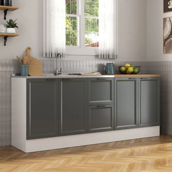 Cozinha Compacta Modulada 2 Peças 2 Balcões Soho CabeCasa MadeiraOriginals Branco/Grafite