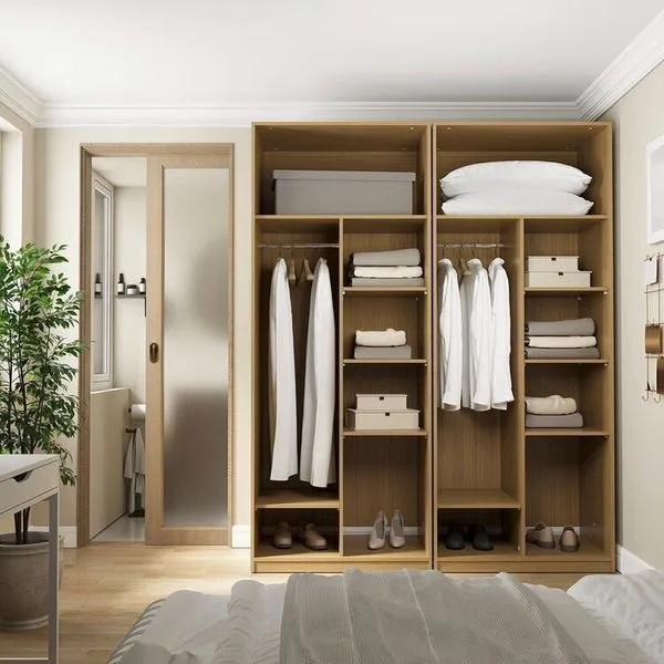 Guarda-roupa Modulado 2 Peças sem Portas Jade CabeCasa MadeiraOriginals Avelã