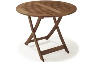 Mesa Dobrável Redonda Madeira Maciça 90cm Primavera Stain Castanho
