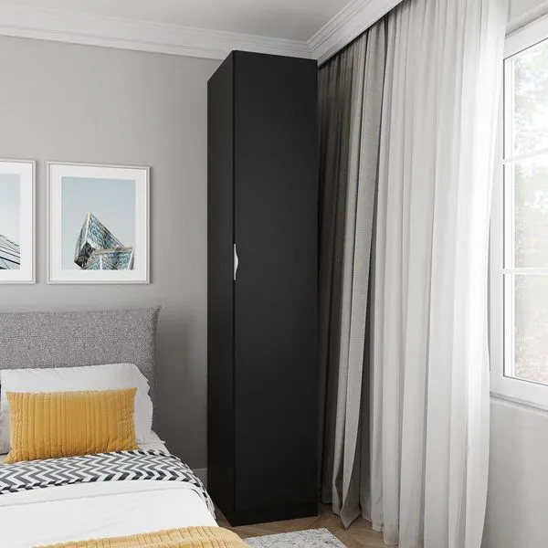Guarda Roupa 1 Porta 6 Prateleiras Hera CabeCasa MadeiraOriginals Preto