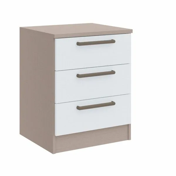 Mesa de Cabeceira Modulada 3 Gavetas Requinte+ 100% MDF Cinza Duna Line/Branco Duna Line/Branco Line