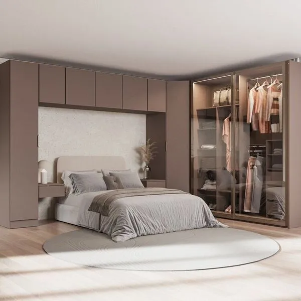 Guarda-Roupa Modulado de Canto Obliquo 8 Peças 9 Portas Reflectas Orion CabeCasa MadeiraOriginals Mocha