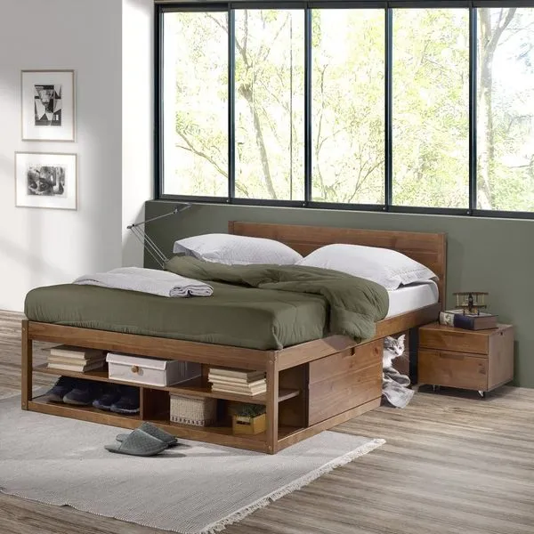 Cama Casal Multifuncional Madeira Maciça Irara CabeCasa MadeiraOriginals Caramelo