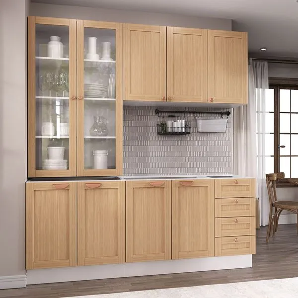 Cozinha Modulada 4 Peças sem Tampo 2 Armários Aéreos 2 Balcões Arizona CabeCasa MadeiraMadeira Figueira