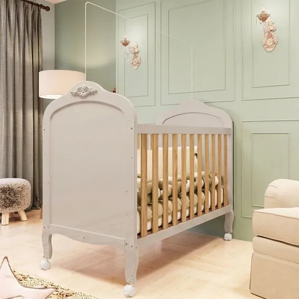 Berço Minicama 3 em 1 100% Mdf Maya Espresso Móveis Off White/Amêndoa