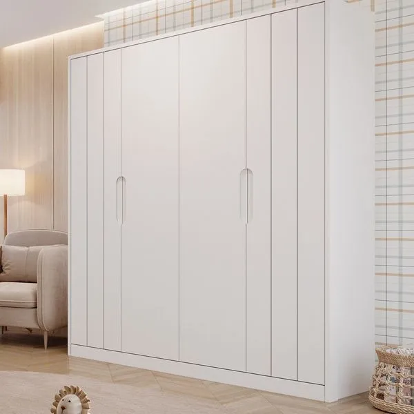 Guarda Roupa de Bebê 4 Portas 4 Gavetas Mel Branco Espresso Móveis Branco