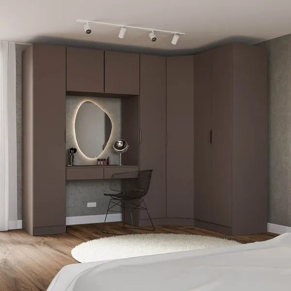 Guarda-Roupa Modulado de Canto Obliquo 6 Peças 7 Portas Orion CabeCasa MadeiraOriginals Mocha