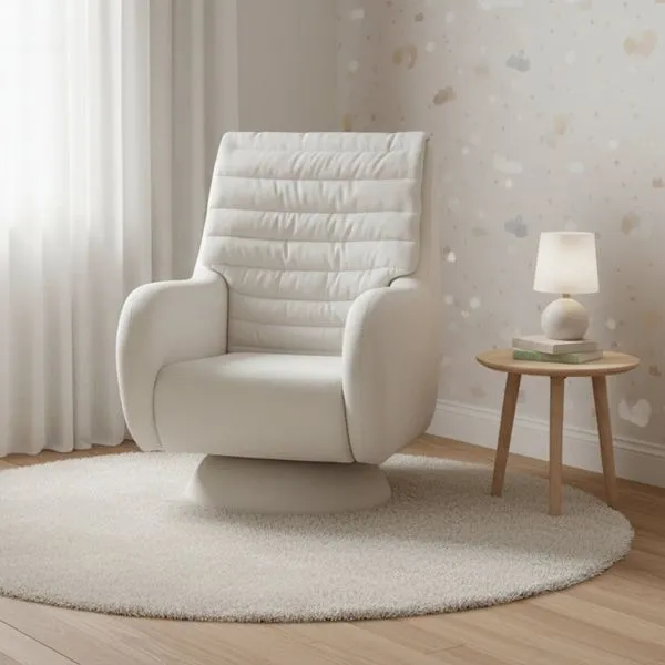 Poltrona de Amamentação Cone Giratória e Balanço Zen Branco Branco