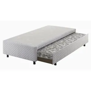 Sommier Auxiliar Espuma Bordado Solteiro 88x188x36cm Branco / Cinza
