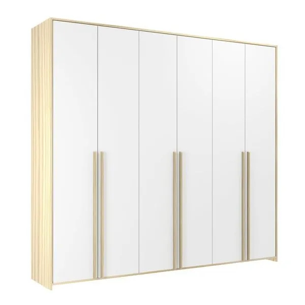 Guarda-roupa de Bebê 6 Portas Modulados Branco/Nature