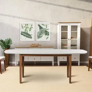 Mesa Oval 8 Lugares 2,0m Tampo MDF Tiê CabeCasa MadeiraOriginals Amendoa/ Off White