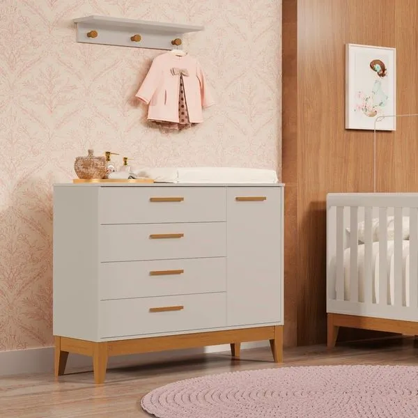 Cômoda Sapateira para Quarto de Bebê Flip Areia Fosco