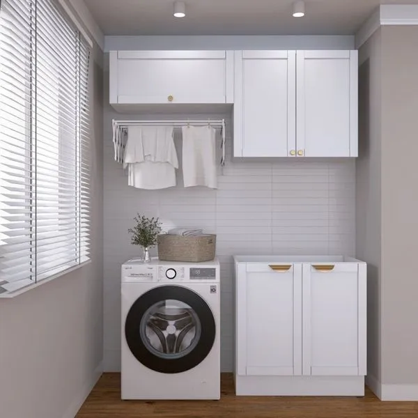 Lavanderia Modulada 3 Peças sem Tampo 2 Armários Aéreos 1 Balcão 2 Portas CabeCasa MadeiraOriginals Branco