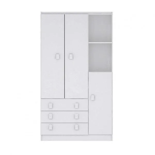 Guarda-Roupa de Bebê 3 Portas 3 Gavetas Baby Flex Color Branco