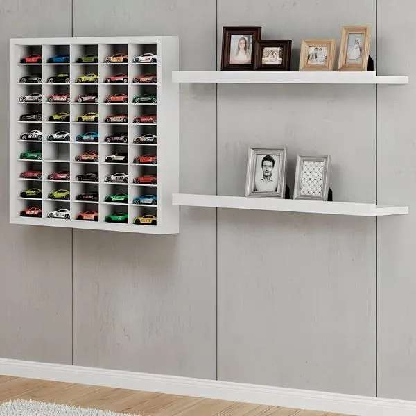 Conjunto Estante para Miniaturas com 2 Porta Quadros Branco