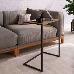 Mesa Lateral de Apoio Industrial Marrom Vermont/Preto Vermont/Preto