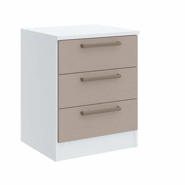 Mesa de Cabeceira Modulada 3 Gavetas Requinte+ 100% MDF Branco Line/Duna Branco Line/Duna Line