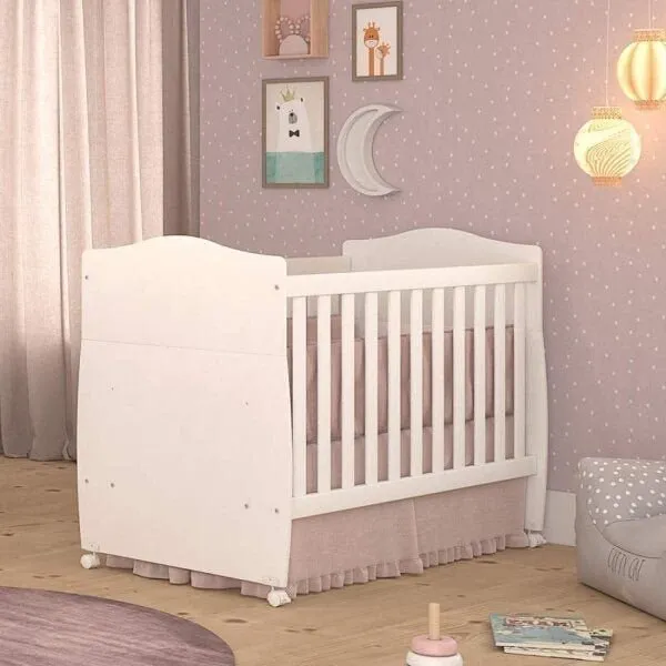 Berço Mini Cama com Suporte Mosquiteiro Confort Espresso Móveis Branco