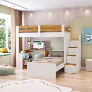Beliche Star Office Infantil/ Juvenil Multifuncional com Escrivaninha Casatema Branco/Amadeirado Freijó