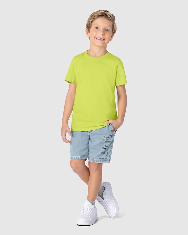 Bermuda Infantil Menino Estampa Just Fun Em Jeans Moletom Malwee Kids Azul - 14