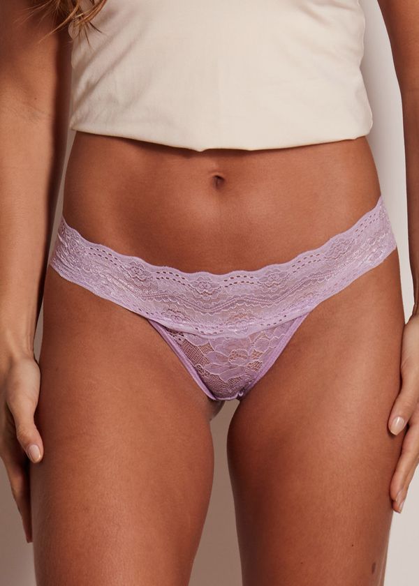 Calcinha Tanga Toda Em Renda Maya LAVANDA M