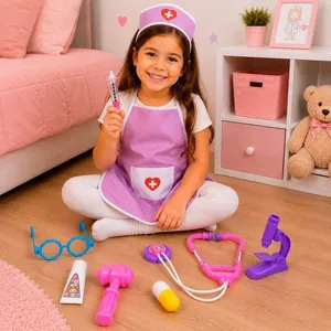 Kit Brinquedo Infantil Médica Enfermeira 9 Peças com Acessórios Rosa