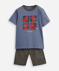 pijama curto infantil de algodão homem aranha cinza 4