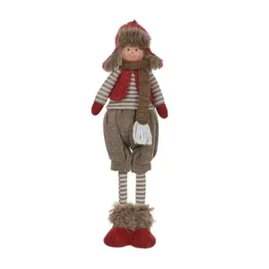 Boneco Florarte Natalino Menino Em Pé Marrom E Vermelho 45cm 24001 (MP)