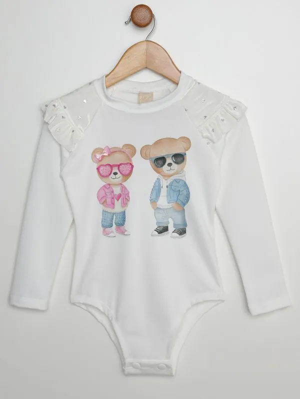 Body Crepe Infantil Para Menina - OFF WHITE 3