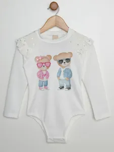 Body Crepe Infantil Para Menina - OFF WHITE 3