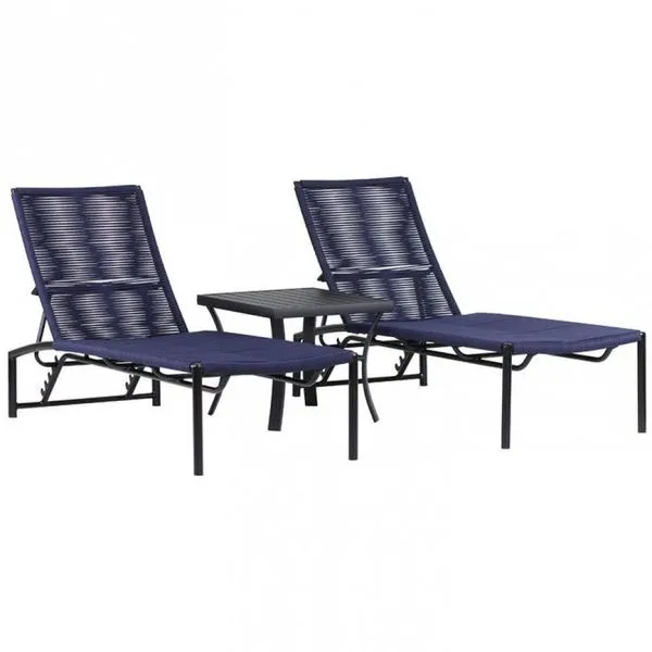 2 Espreguiçadeiras Corda Náutica Mesa Piscina Jardim Terra Cota
