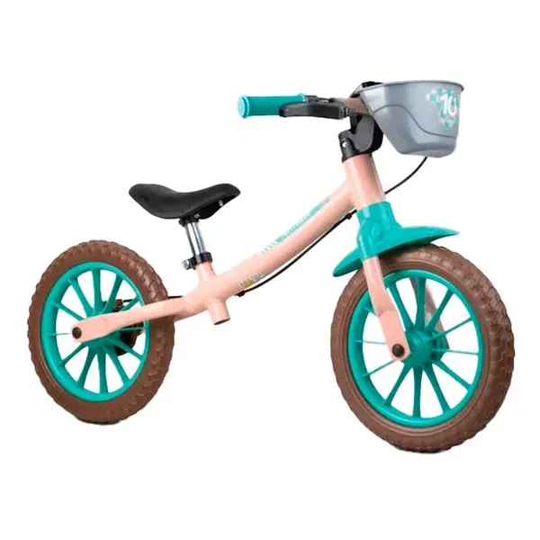 Bicicleta Cairu Aro 12 Balance Bike Salmão E Turquesa (MP)