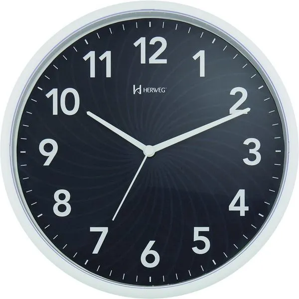 6182 Relógio Parede Plastico 26cm Herweg Preto
